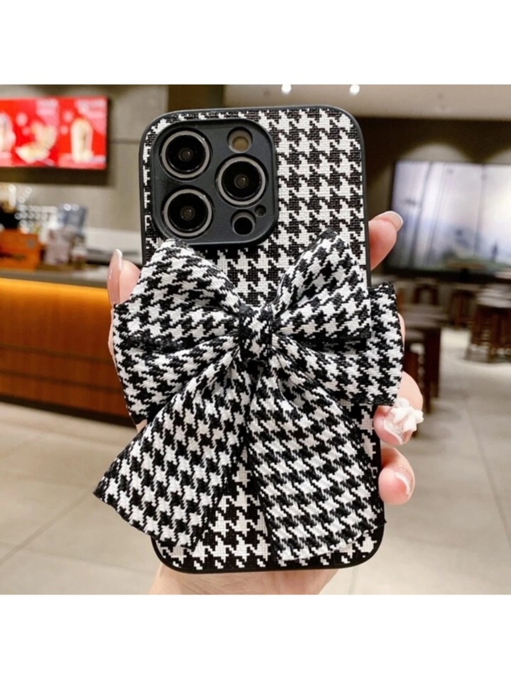 Houndstooth Bow iPhone 14 Pro Max Case - Picture 4 of 5